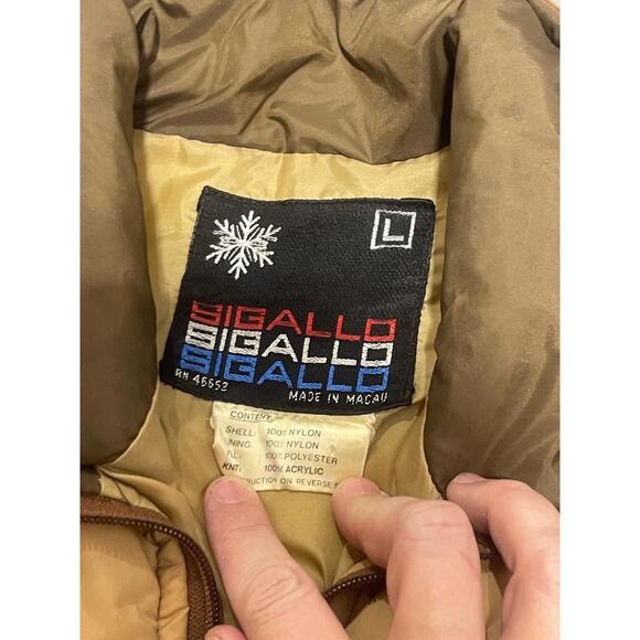 Sigallo, Yellow Nylon Flight Skii Jacket, 80s Size L, Zipper Closure, Warm FLAWS - Picture 3 of 9